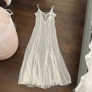 Dotted Swiss Sheer White Maxi Dress